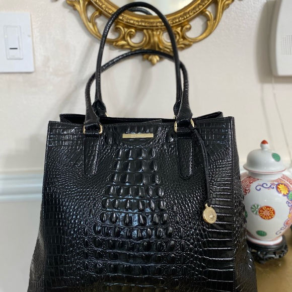 Brahmin Black Melbourne Croc Embossed Leather Tote - Picture 3 of 14